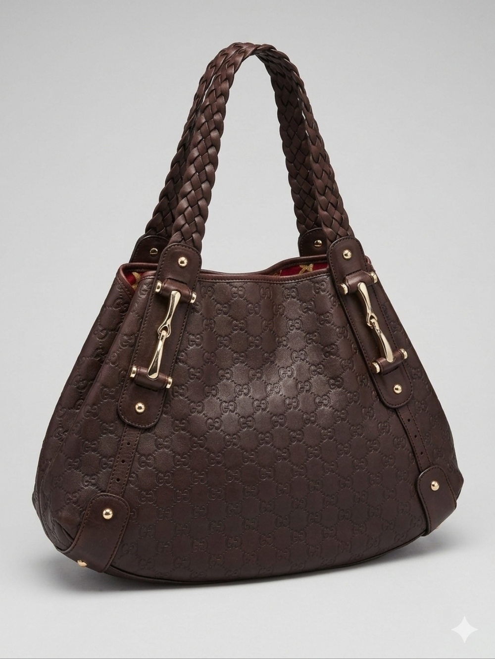 Authentic Gucci Pelham Brown Guccissima Horsebit Medium Hobo Bag
